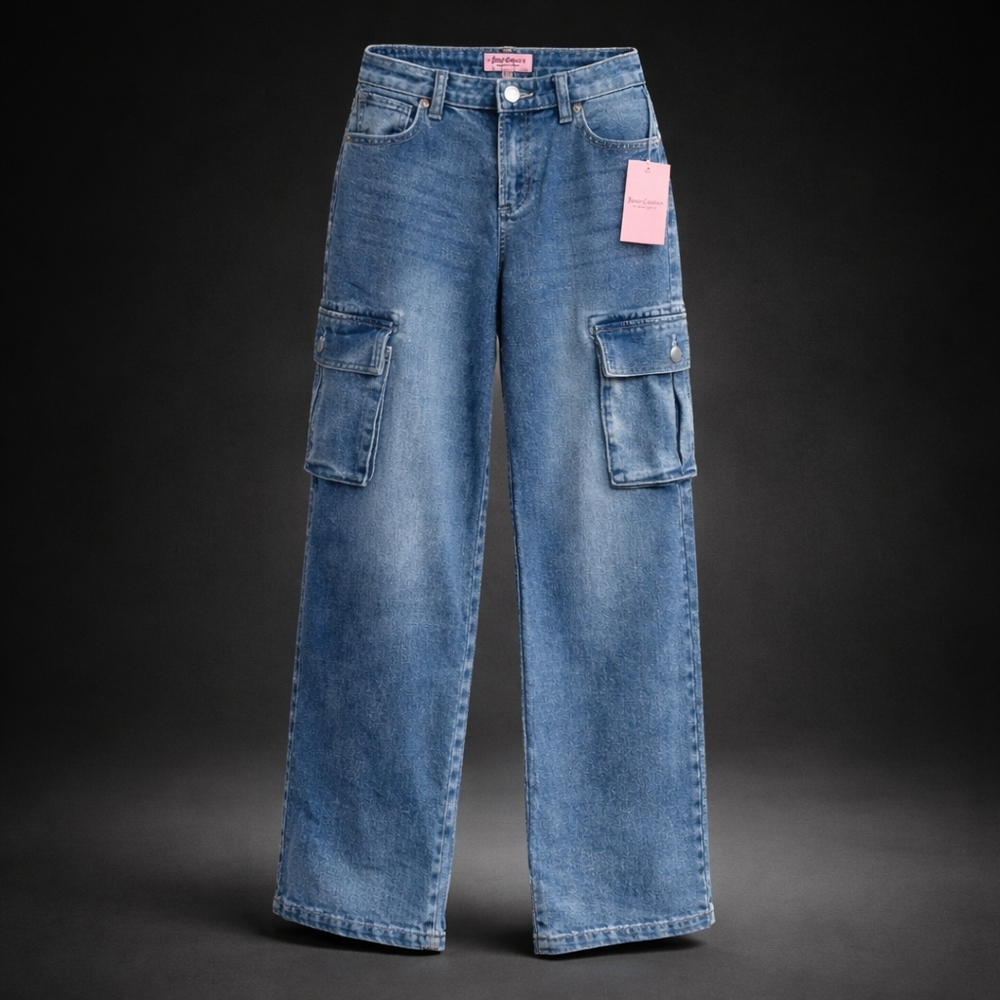 JUICY COUTURE Wide Leg Cargo JEANS Size 26 Women's Small - Picture 2 of 6